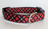 Red Black Tartan Plaid Dog Collar