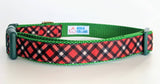 Red Black Tartan Plaid Dog Collar