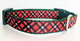 Red Black Tartan Plaid Dog Collar