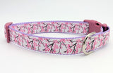 Pink Cherry Blossom & Branches Dog Collar - Spring Floral Design