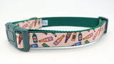 Dog collar with bottle pattern on a white background