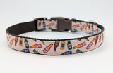 Dog collar with beer bottle pattern on a white background