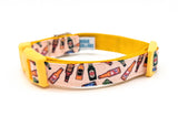 Dog collar with beer bottle pattern on a white background