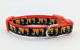 Bigfoot Dog Collar - Sasquatch Sunset Silhouette Pattern Ribbon Pet Collar