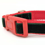 Evergreen Velvet SMALL Dog Collar - Ready to Ship