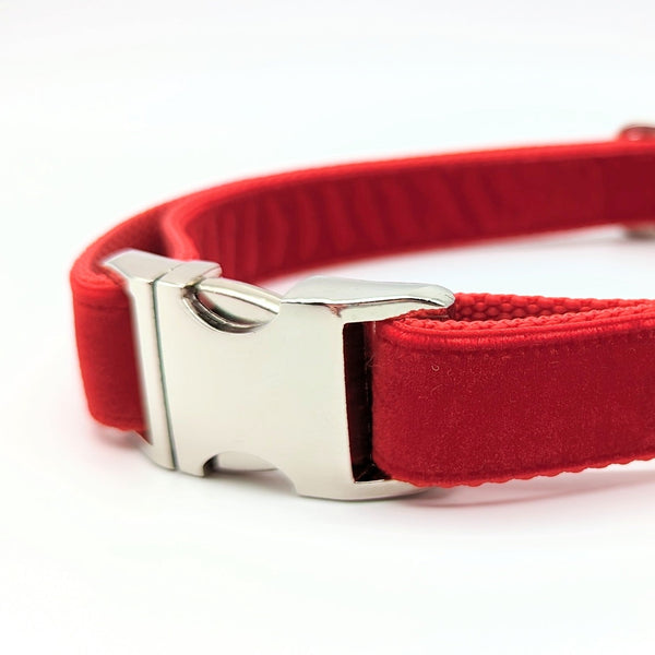 Red Velvet X-LARGE Dog Collar - Ready to Ship