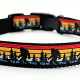 Bigfoot Dog Collar - Sasquatch Sunset Silhouette Pattern Ribbon Pet Collar
