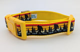 Bigfoot Dog Collar - Sasquatch Sunset Silhouette Pattern Ribbon Pet Collar