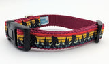 Bigfoot Dog Collar - Sasquatch Sunset Silhouette Pattern Ribbon Pet Collar