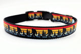 Bigfoot Dog Collar - Sasquatch Sunset Silhouette Pattern Ribbon Pet Collar