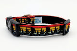 Bigfoot Dog Collar - Sasquatch Sunset Silhouette Pattern Ribbon Pet Collar