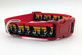 Bigfoot Dog Collar - Sasquatch Sunset Silhouette Pattern Ribbon Pet Collar