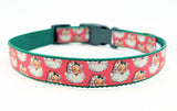 Dog collar with vintage Santa Claus design on a pink background