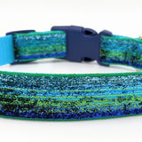 Blue Green Ombre Sparkle Dog Collar