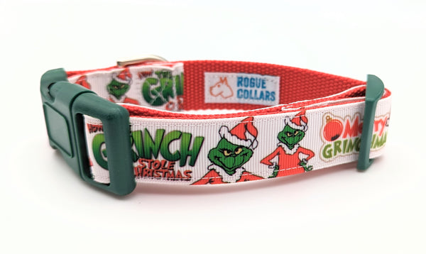 Merry Grinchmas SMALL Dog Collar - Ready to Ship – Rogue Collars