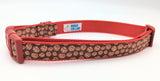XL candy cookie dog collar in 1" width red nylon and red plastic hardware. Including a white label inside with Rogue Collars logo on it.