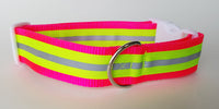 Yellow Reflective Safety 1.5 Inch Wide Dog Collar