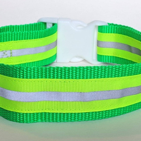 Yellow Reflective Safety 1.5 Inch Wide Dog Collar