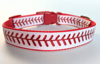 Baseball Stitches Dog Collar
