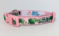 Pink Palm Leaves Dog Collar