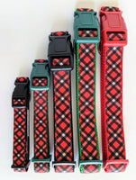Red Black Tartan Plaid Dog Collar
