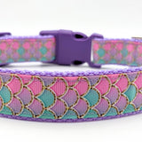 Pink Mermaid Scales Dog Collar