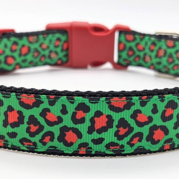 Christmas Leopard Print Dog Collar